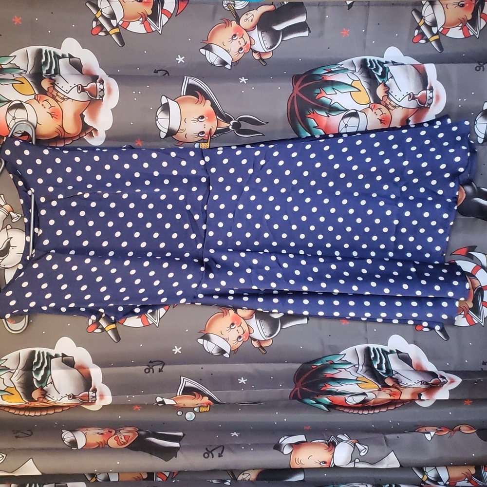 Blue Satin Polka dot dress